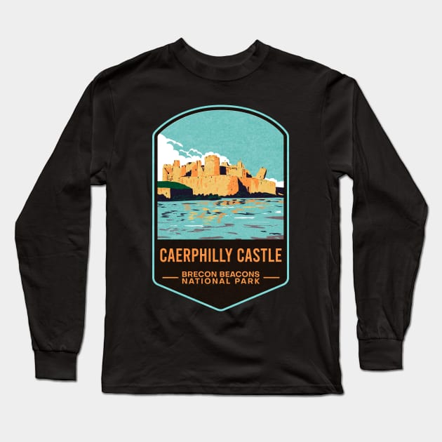 Caerphilly Castle Brecon Beacons National Park Long Sleeve T-Shirt by JordanHolmes